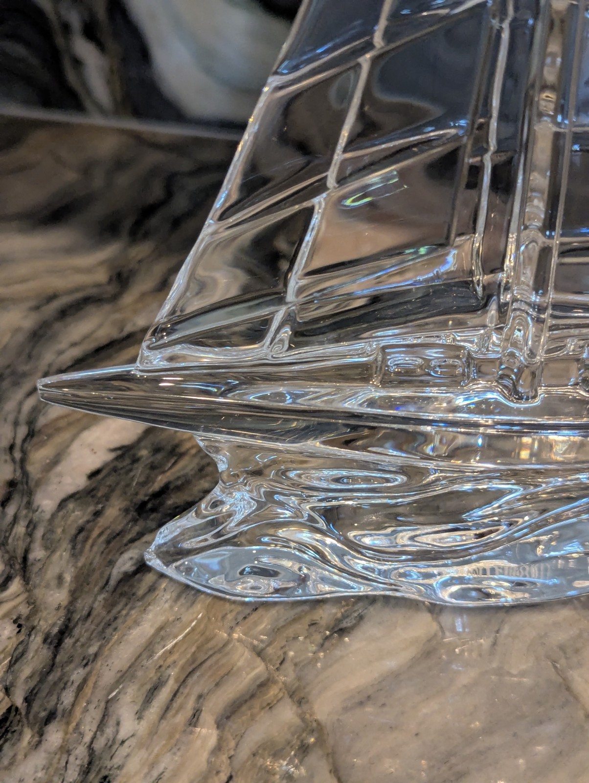 Waterford Crystal 9″ Sailboat Figurine Signed Nautical Yacht Sculpture Ireland