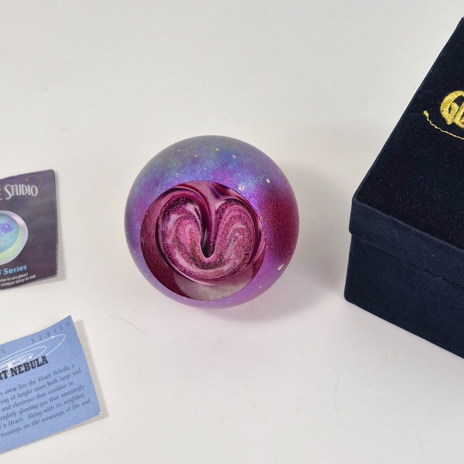 Glass Eye Studio Celestial Series Heart Nebula Art Glass Sphere Paperweight GES