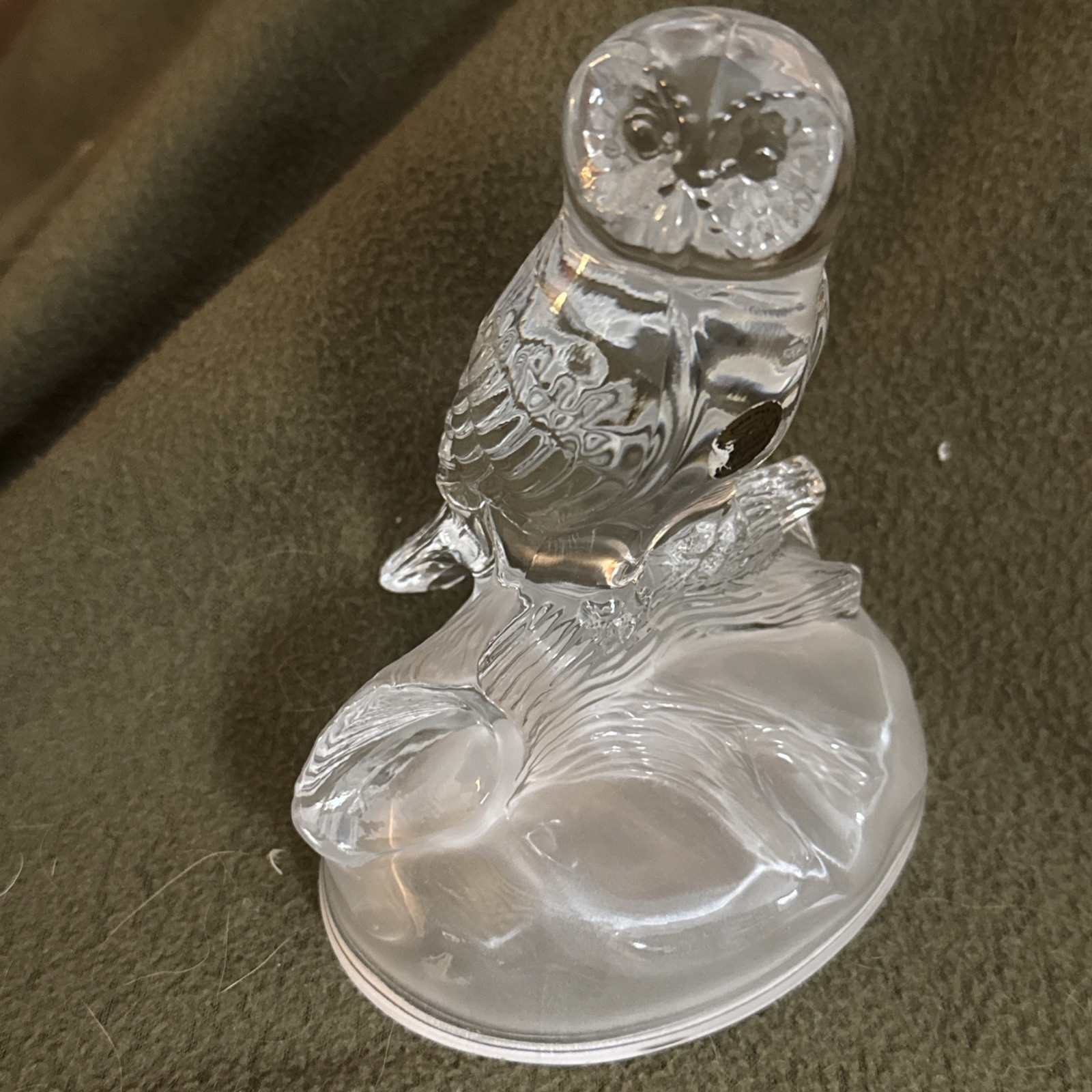 Vintage Cristal D’Arques-Durand Lead Crystal Owl With Frosted Base Very Heavy!