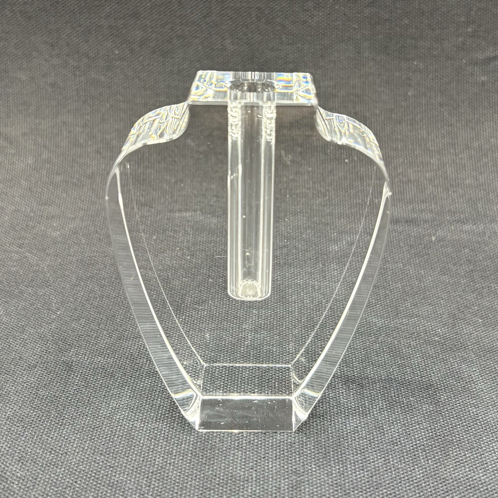 Vintage MCM Tizo Design Bud Vase Cut Crystal Clear Minimalist 3.25” Urn Shaped