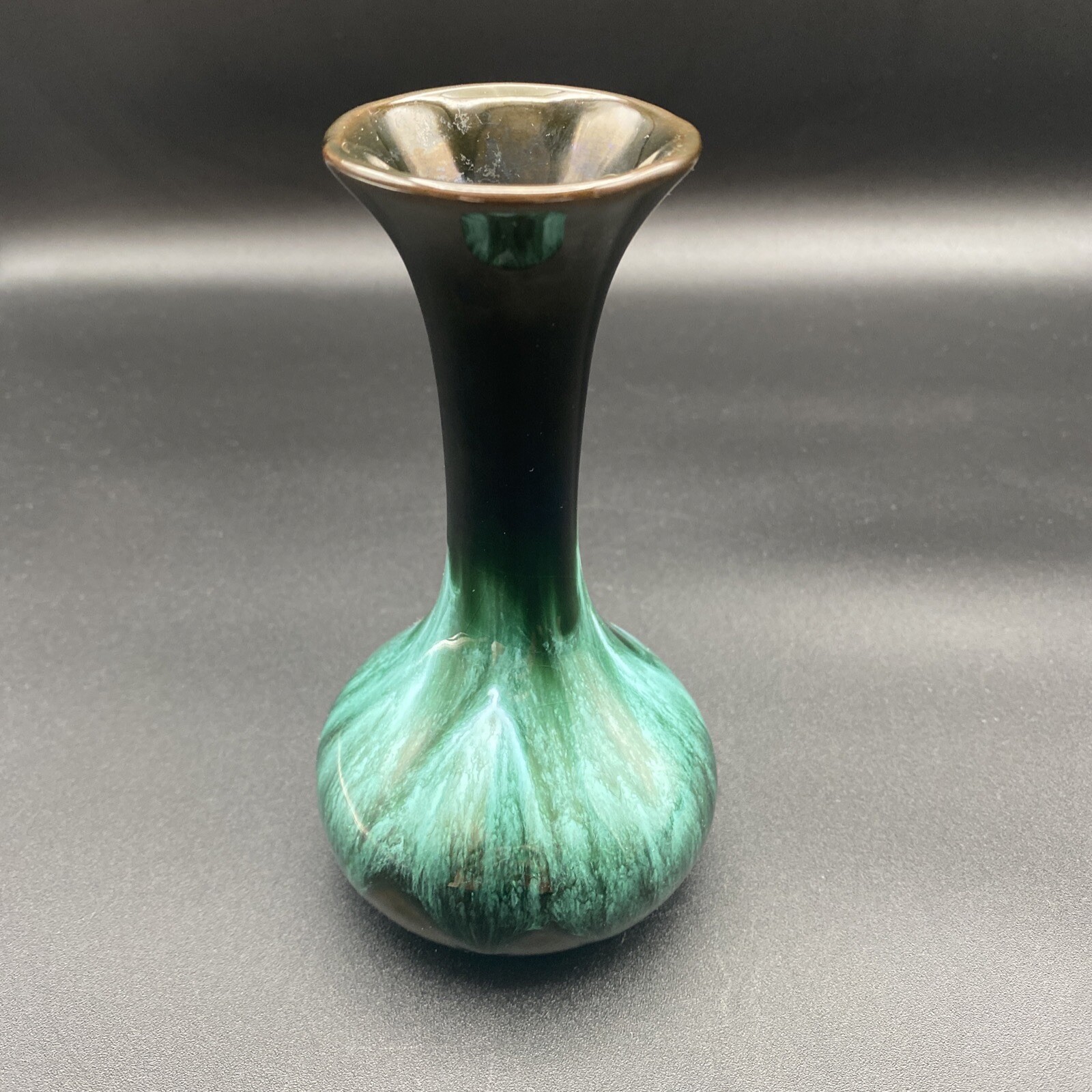 Blue Mountain Pottery Canada Art Pottery Glazed Small Bud Vase Blue/Green 5.25”