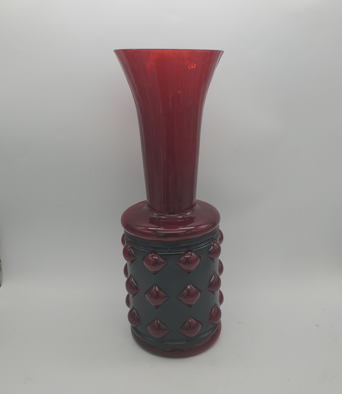Filipe/Felipe Derflingher Handblown Caged Bubble Vase Recycled Glass Ruby Red