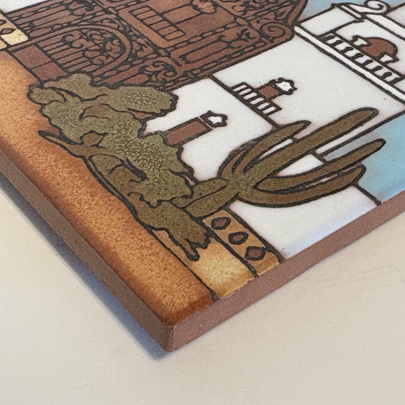 Vtg Teissedre San Xavier Mission Tucson AZ Trivet Tile Wall Decor 6″ x 6″ USA