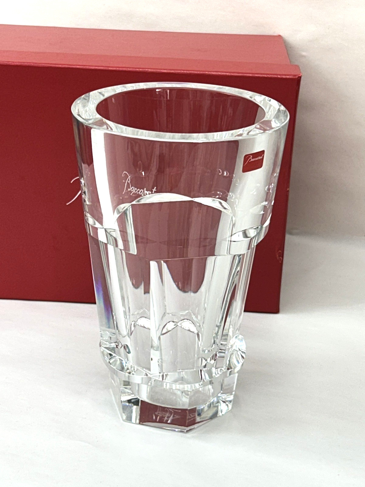 Baccarat Abysse Clear Crystal Flower Vase 8″ with Box