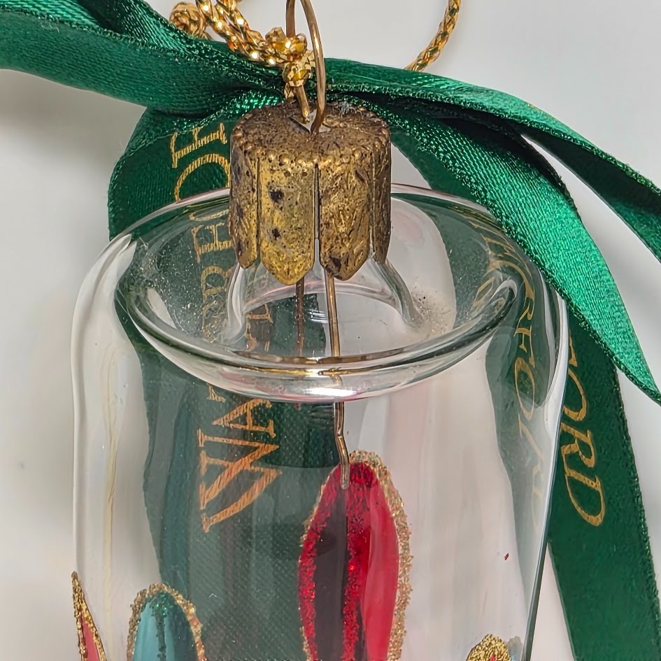 Waterford Crystal Champagne Flute Ornament Hand Painted Gold Trim Holiday Decor