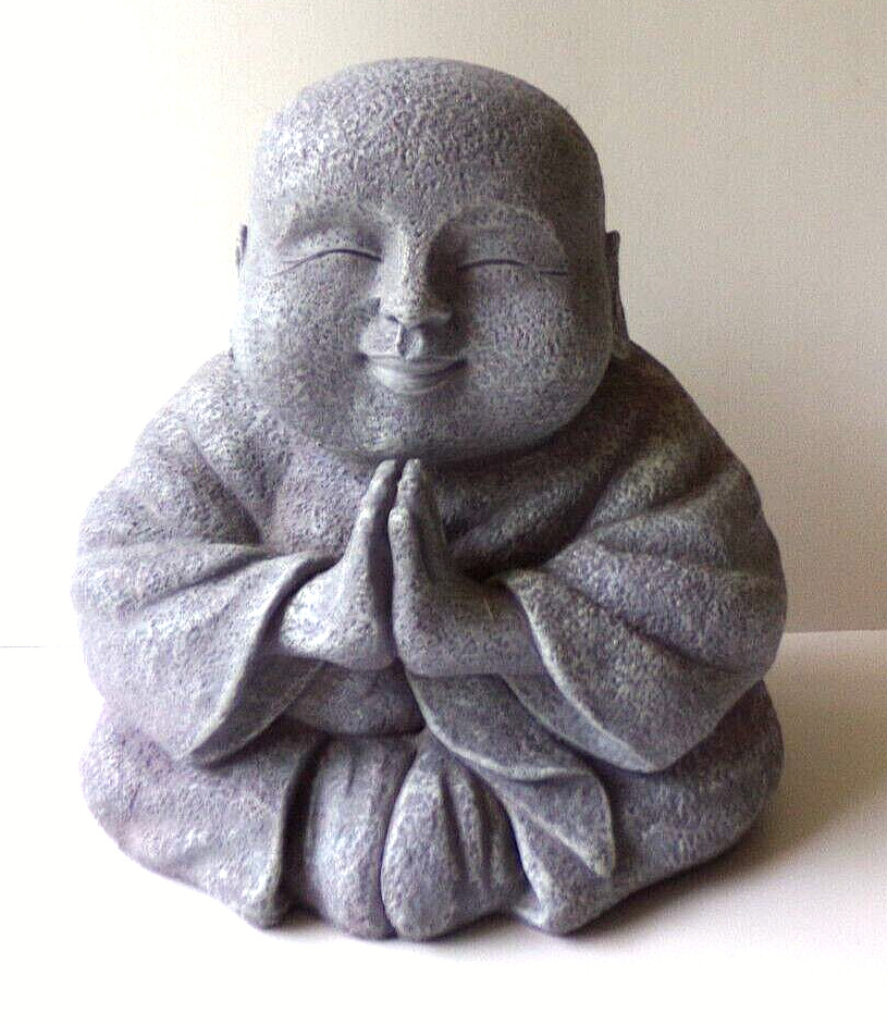 Buddha Statue Gray Plaster Sculpture Peaceful Zen Decor WV11