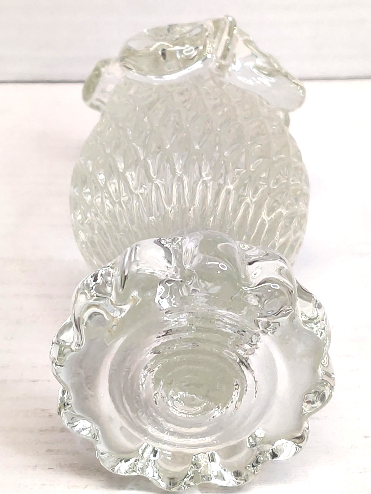 Vintage Unmarked Wise Owl Paperweight Pineapple Textured Big Eyes Mid Century