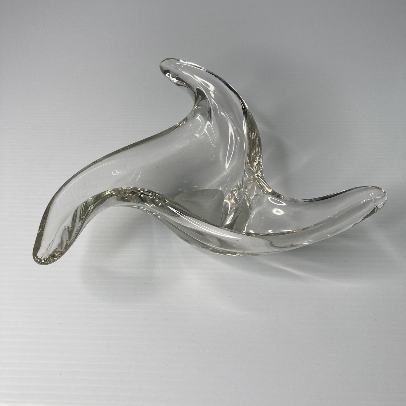 Heavy Based Murano Style Clear Glass Tri Finger Bowl Centrepiece 25x25cm STORIE