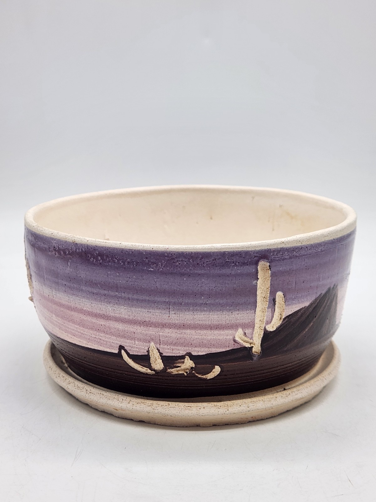 Superstition Stoneware Purple Southwest Landscape Handmade Planter 5.25″ X 2.7″