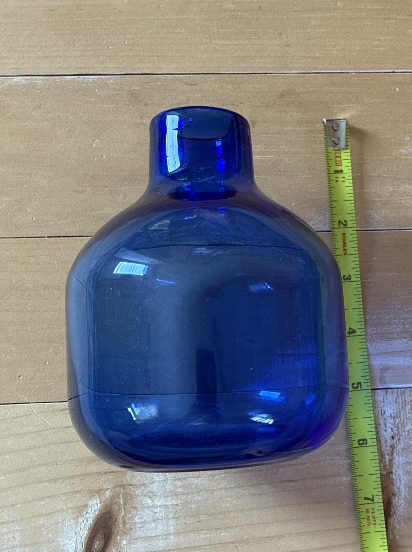 Cobalt Blue Art Glass Accent Vase Jar Blenko Sapphire Style Art Deco 5.5″