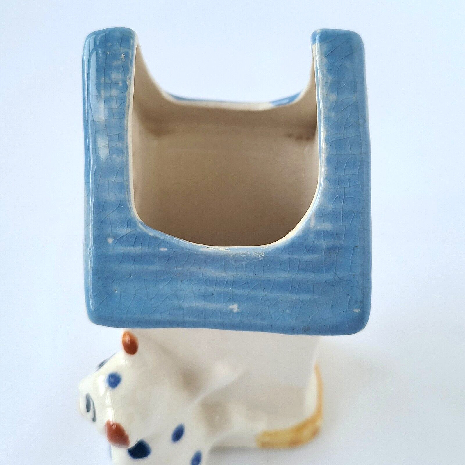 Vtg Porcelain Hand Painted Dog House Planter Vase Kitsch Kitschy Japan Figurine