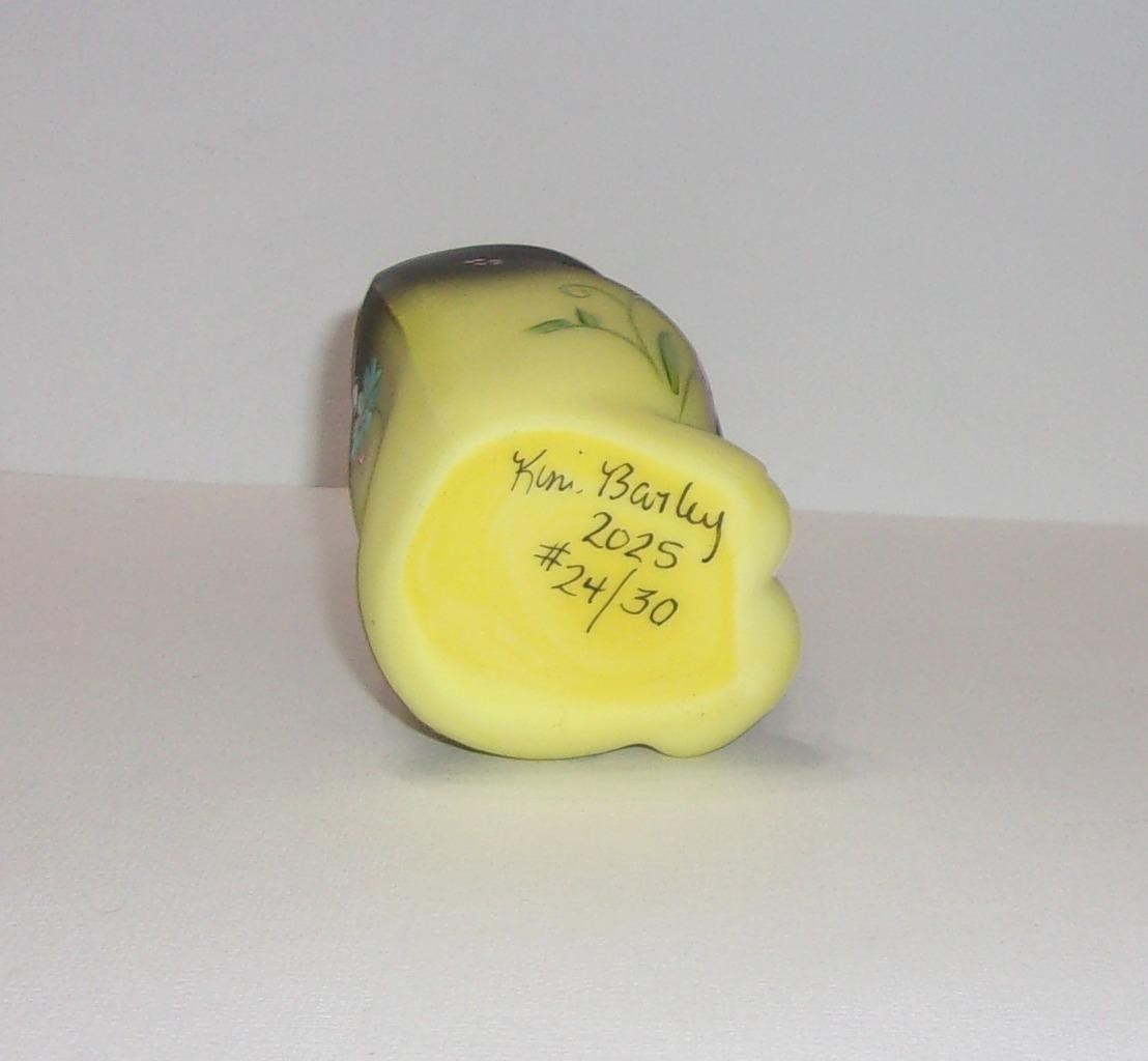 Fenton Glass Dandelion Yellow Luna Stylized Cat Figurine Ltd Ed #24/30 K Barley