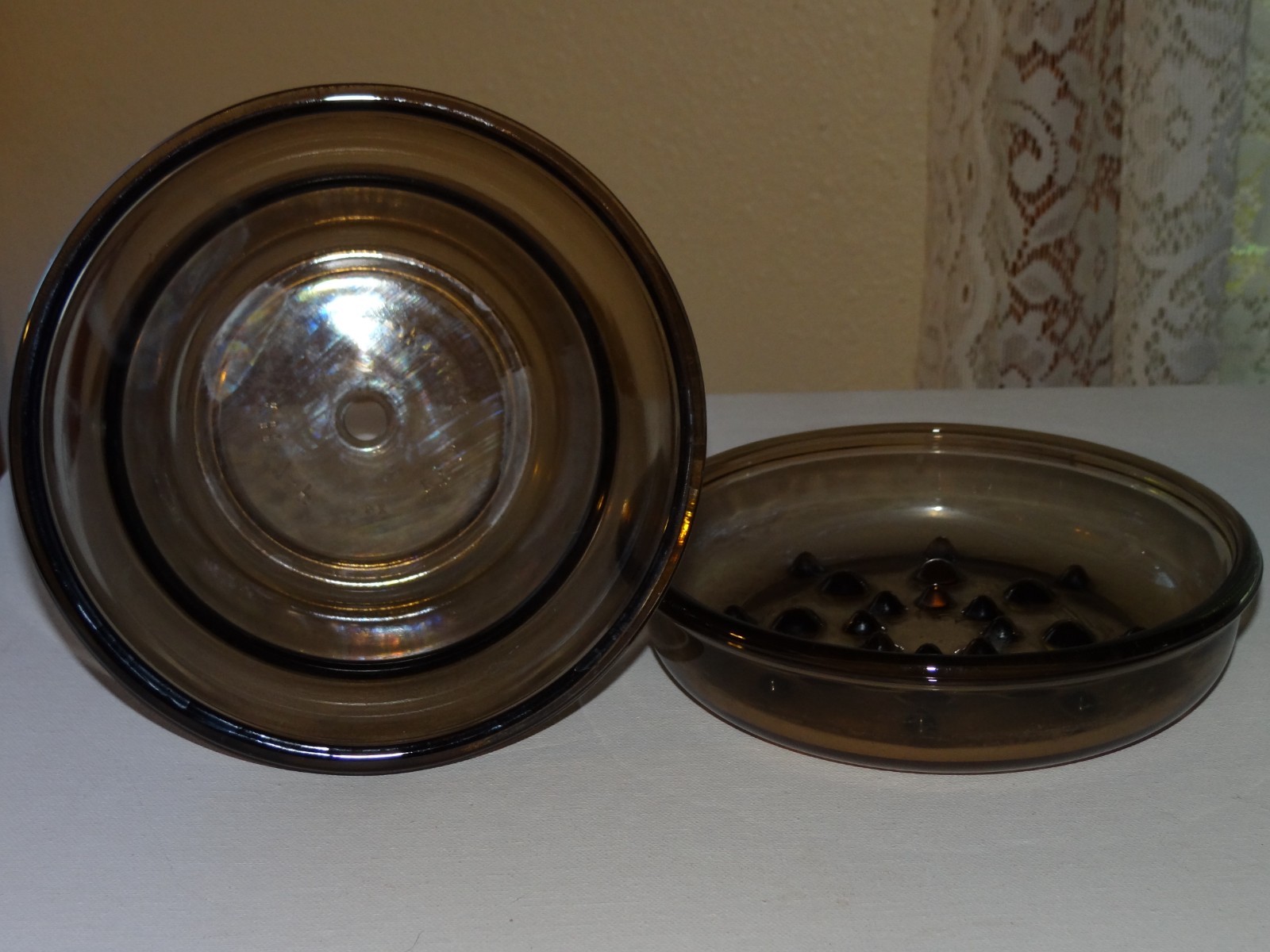 Vintage Corning Ware Visions Plant Helpers Brown Glass Planter saucer tray PH7P