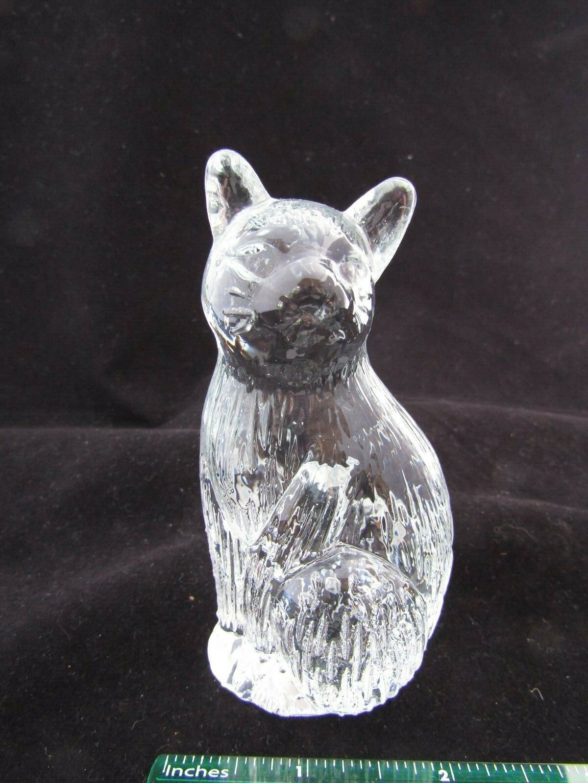 Vintage Art Glass- Controlled Bubble Paperweight- Cat- Kitten- 4.0” Tall #364
