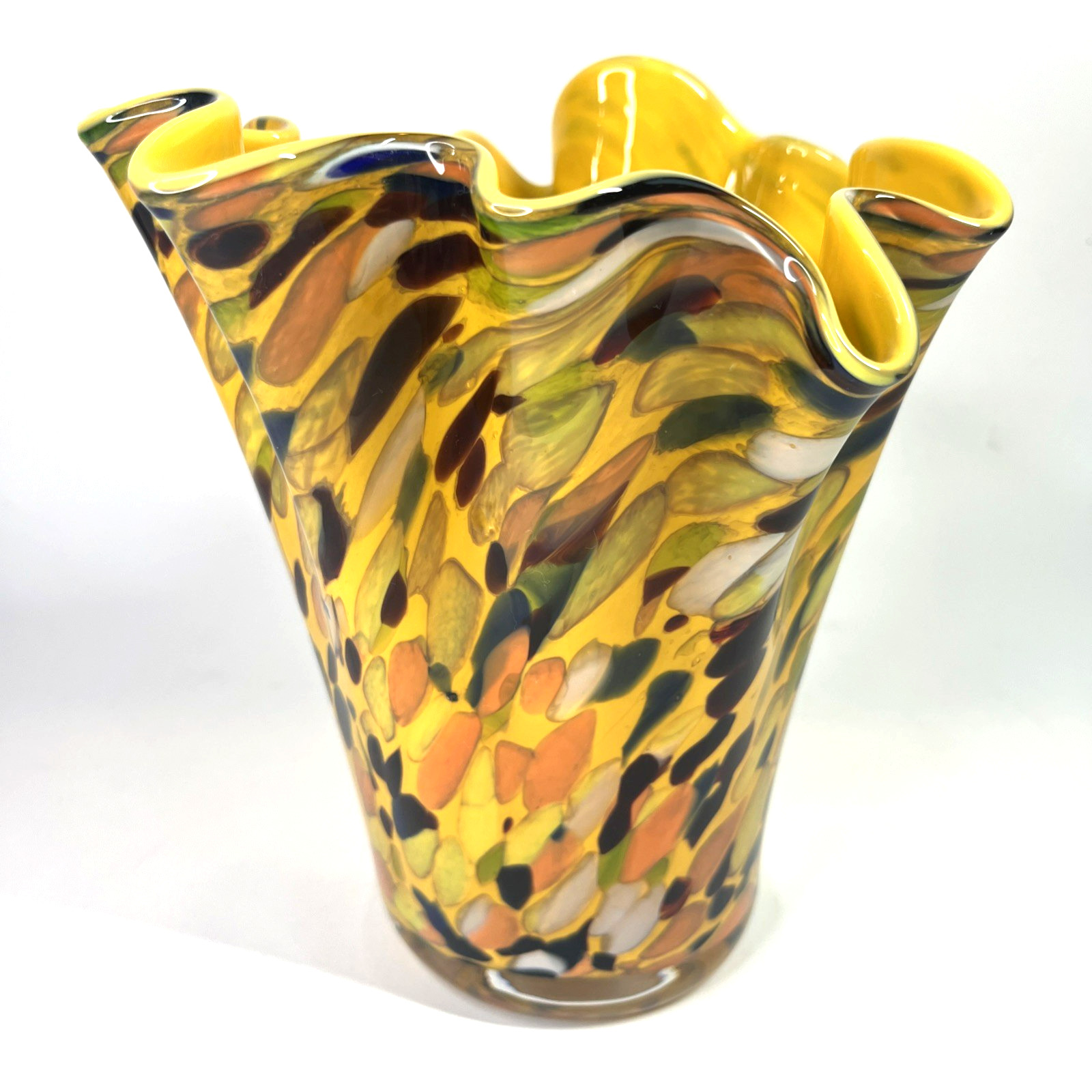 Alicja Hand Made 7 1/2″ Polish Art Glass Handkerchief Vase Made in Poland