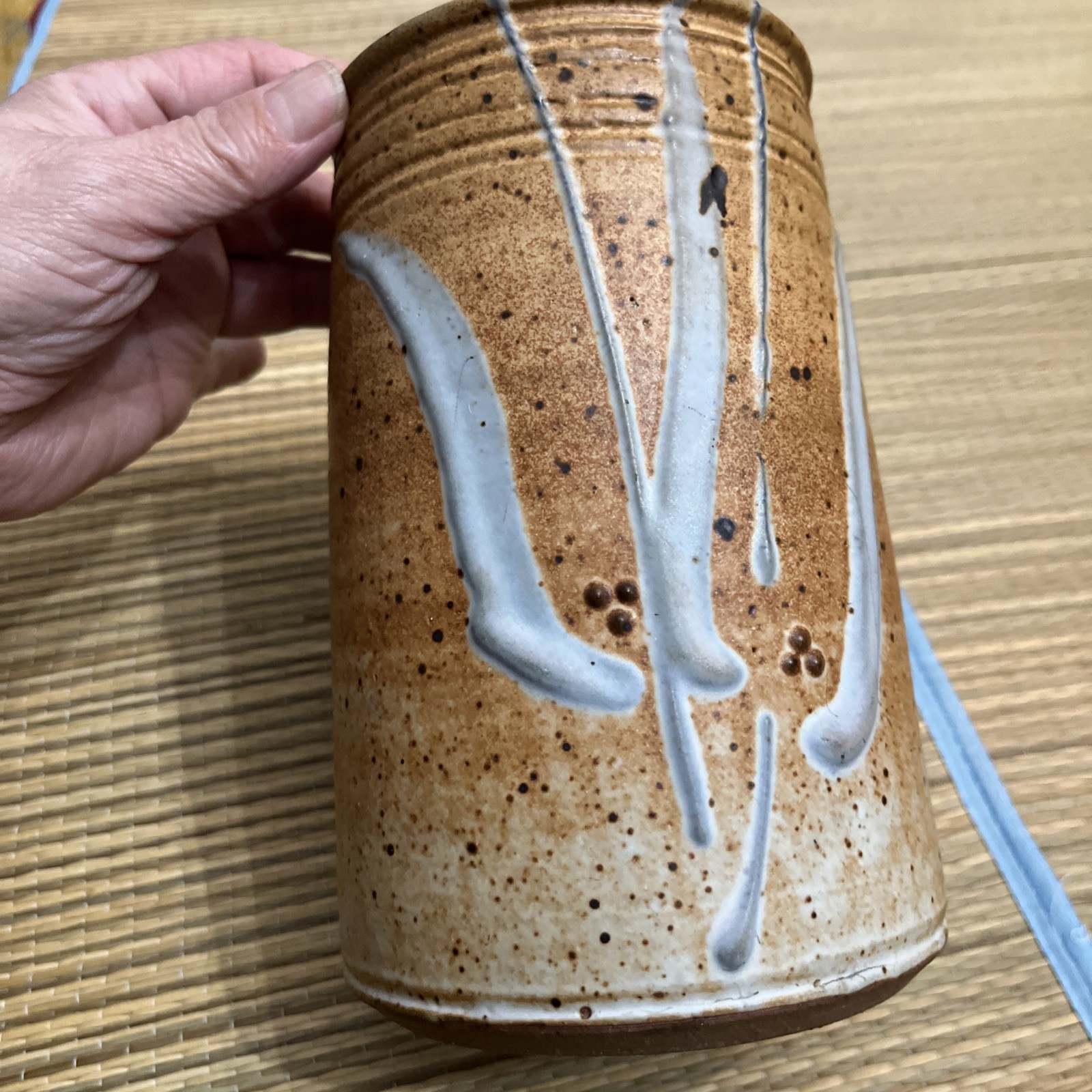 Vintage Studio Art Pottery Vase Mid Century Drip Glaze Earth Tone Signed