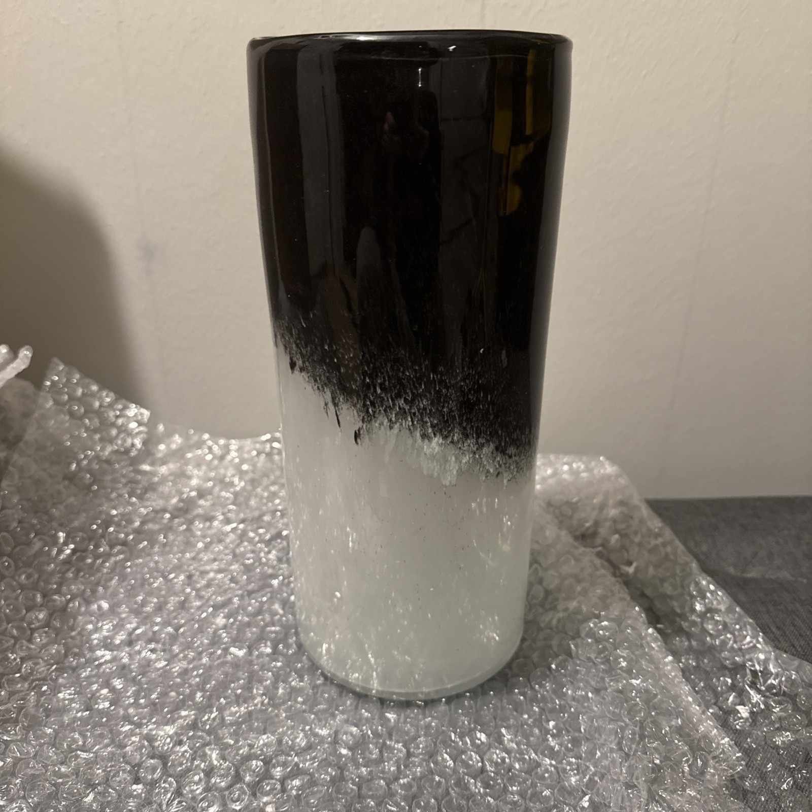Palmero House Hand Blown Tempest Vase Black & White Swirls
