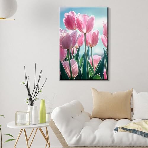 Paint by Number for Adult Beginner DIY Flowers Paint by Number with Tulips