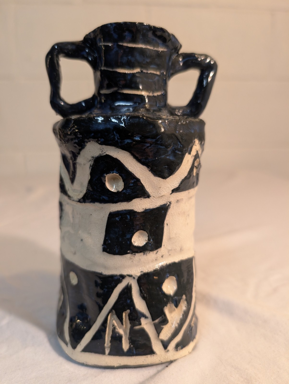 Unique Hand Made Art Pottery Piece 6 1/2 Inches Tall