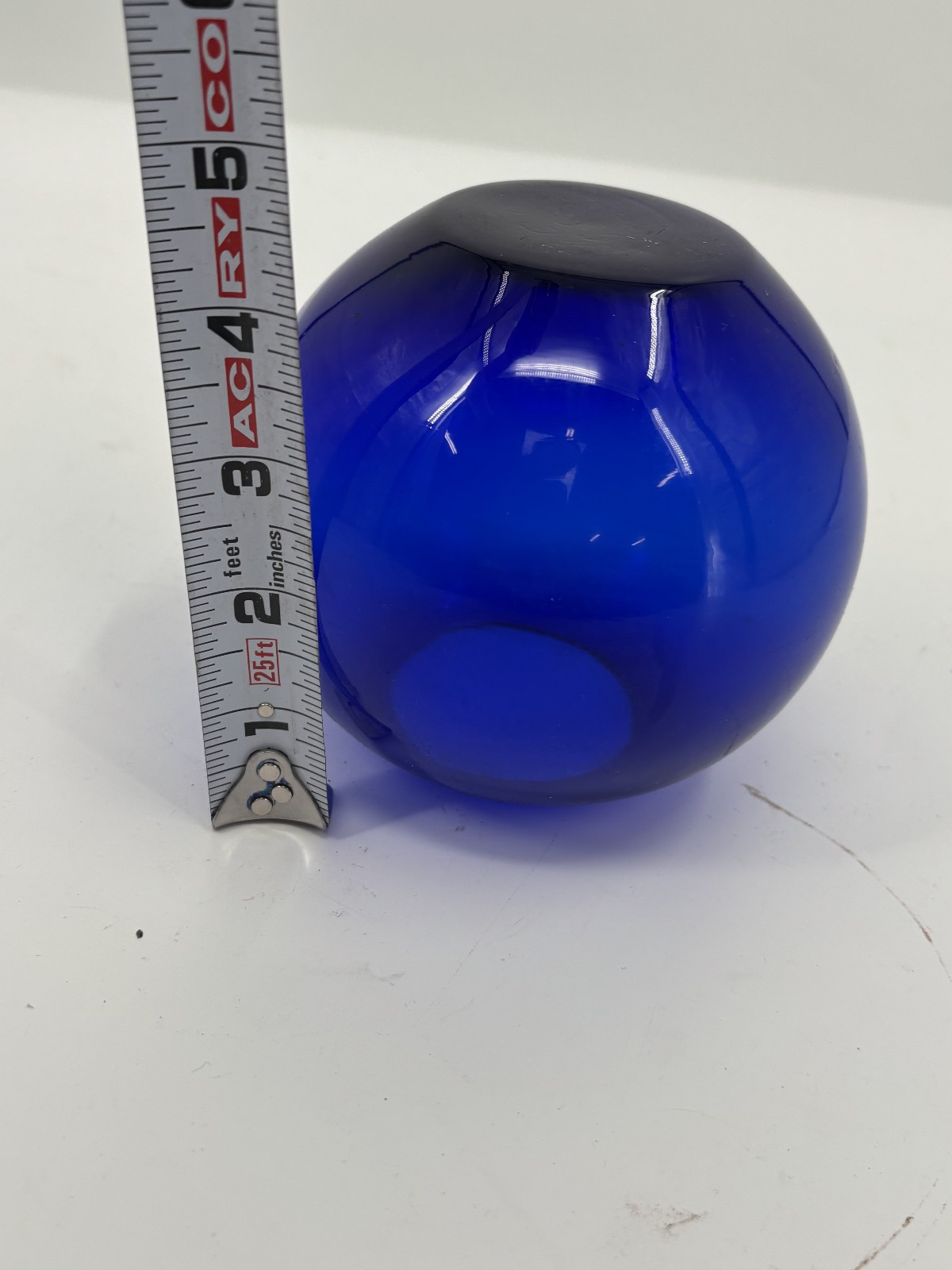 Blenko Cobalt Blue 8” Bowl Vase Ornament Art Glass Globe Round Ball Sphere