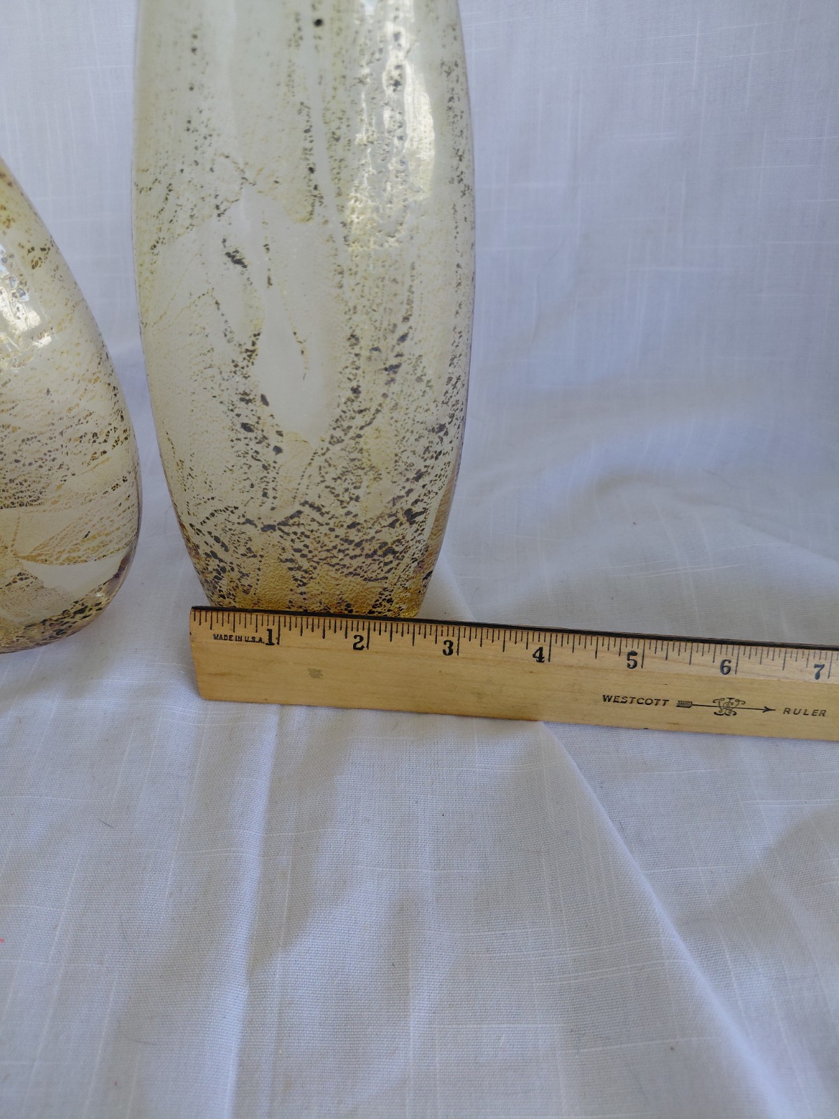 Vintage Abstact MONTAAGE ART GLASS VASE PAIR MADE in INDIA 1998 Artevenue Delhi