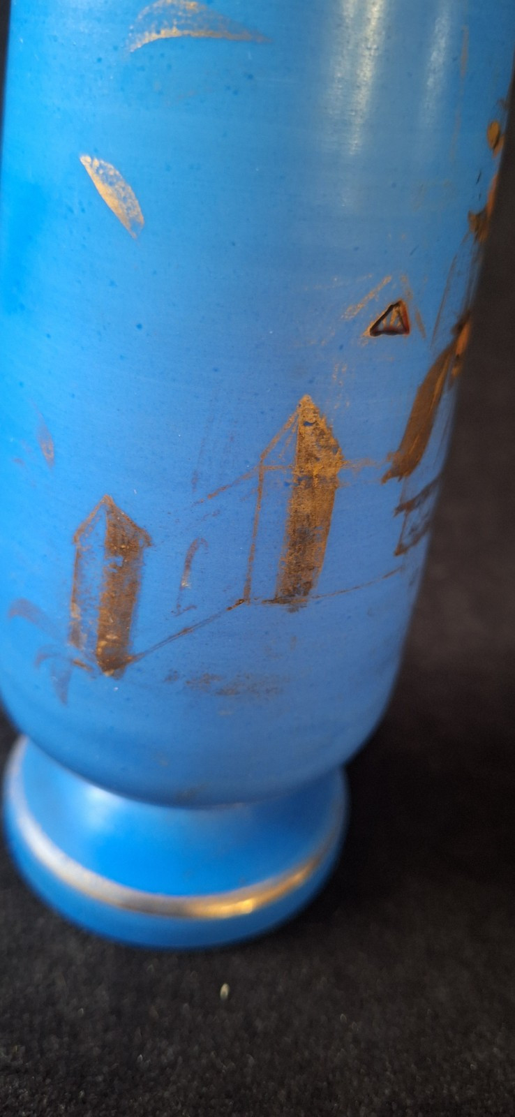 Antique Opalite French Blue Victorian Style Vase 8″