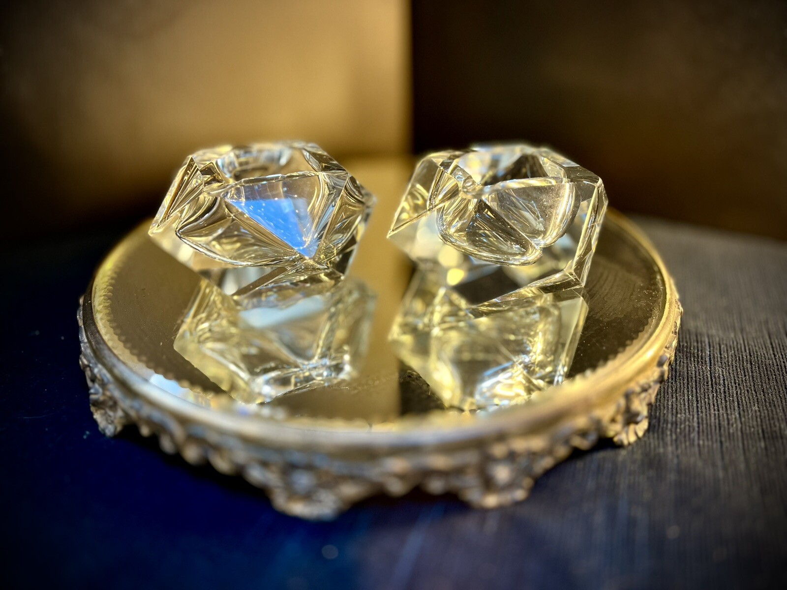 Flavio Poli Seguso Murano Faceted Sommerso Glass Ashtrays Set of 2 MCM Italy