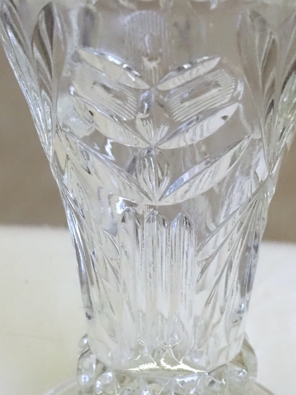 Vintage 1930’s Clear Cut Glass Footed Art Deco Vase