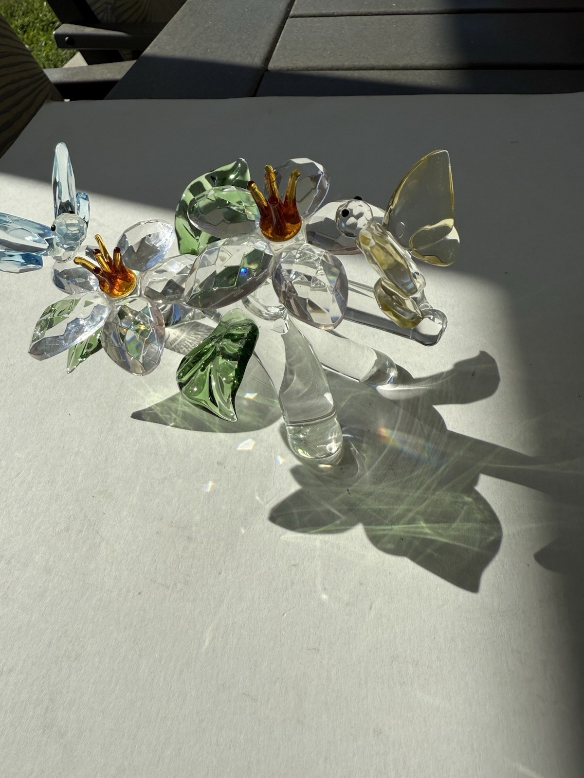 Vintage Shannon Crystal by Godinger “Flowers and Butterflys” Crystal Sculpture