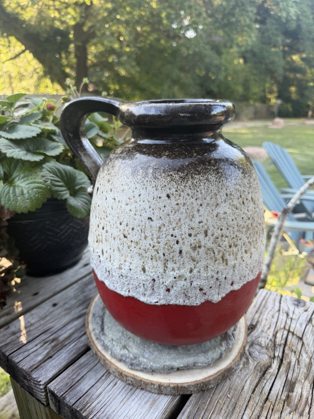 Vintage Scheurich West Germany Pottery Vase 484-30 Red Lava Glaze 12”