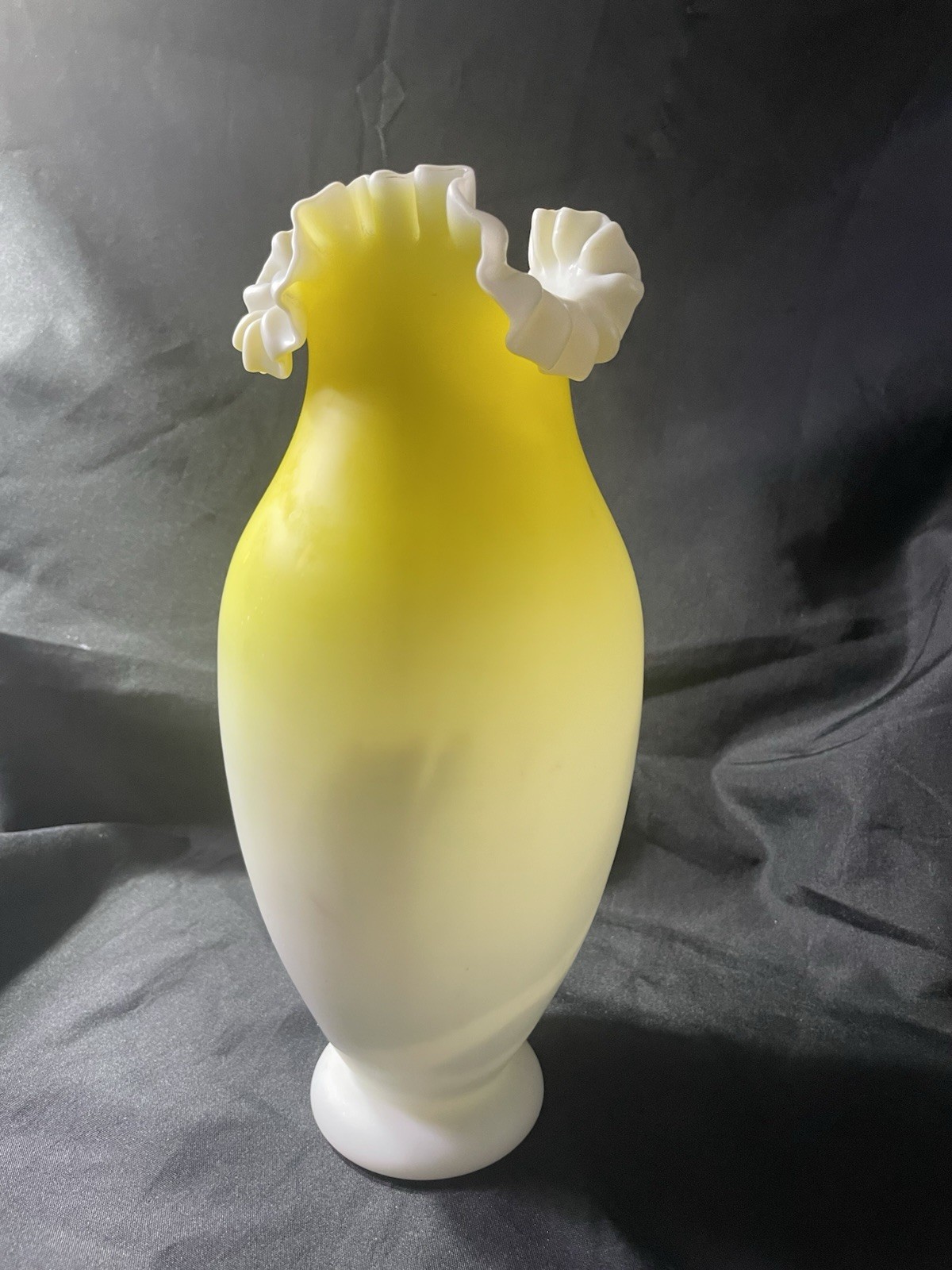 Vaseline Canary Satin Tall 11.25” Vase C1900