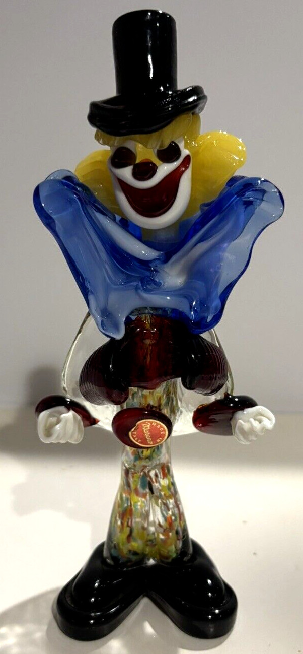 Vintage Murano Art Glass Clown with original Sticker