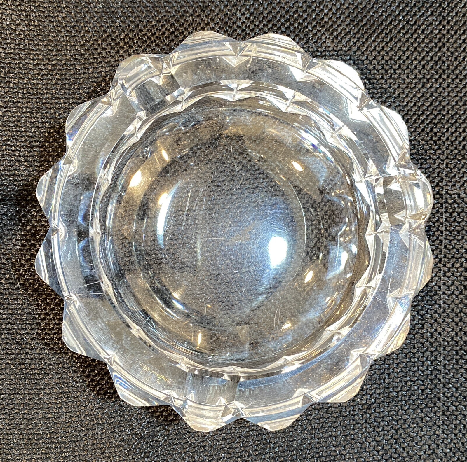Vintage ROSENTHAL Studio Line Crystal 5” Diameter Glass Ashtray Studded Faceted