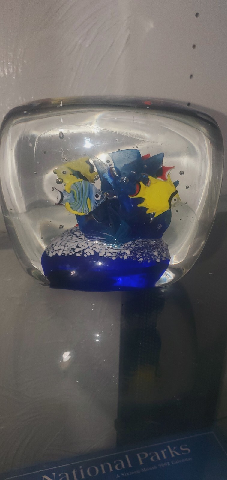 Vintage Murano Glass Paperweight Fish Aquarium Art Glass Item Total Wt.Is 5.5lbs