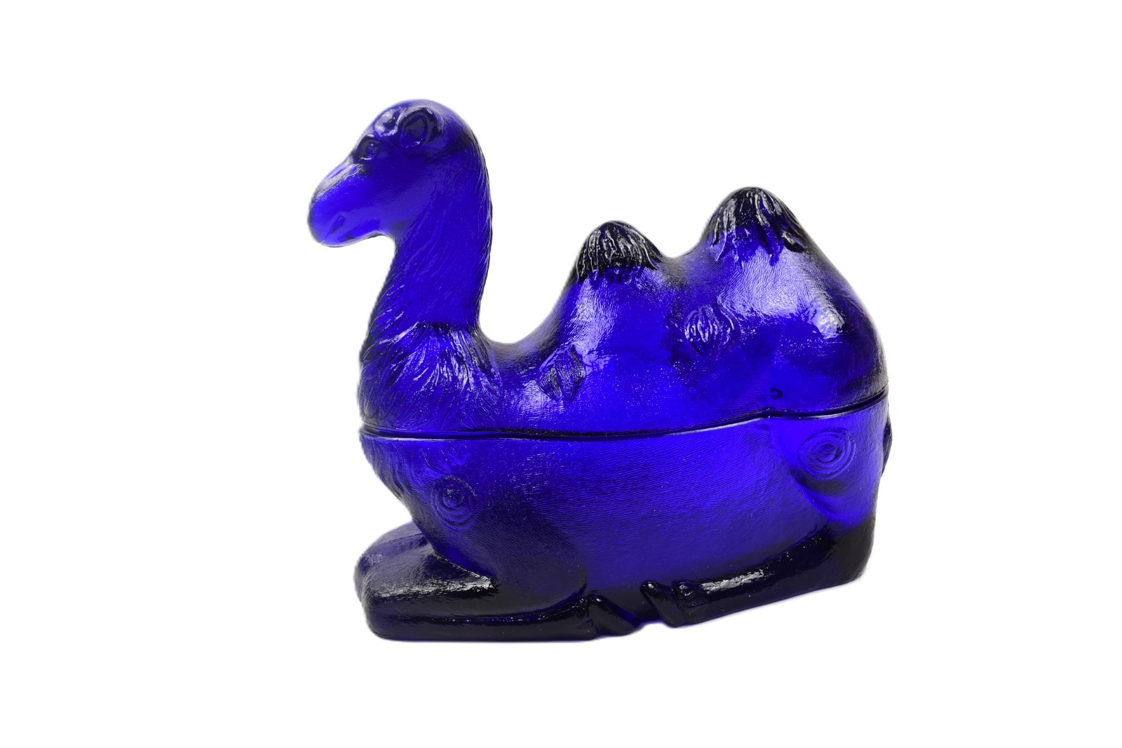 Vintage Westmoreland Cobalt Blue Humphrey the Camel Trinket Candy Covered Dish