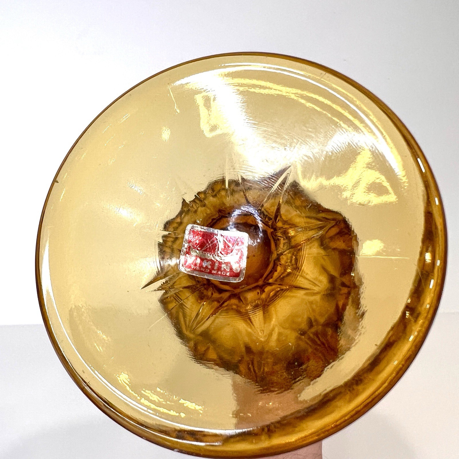 Viking Hand Made Amber Swung Glass Vase Mid Century Modern 20” Tall