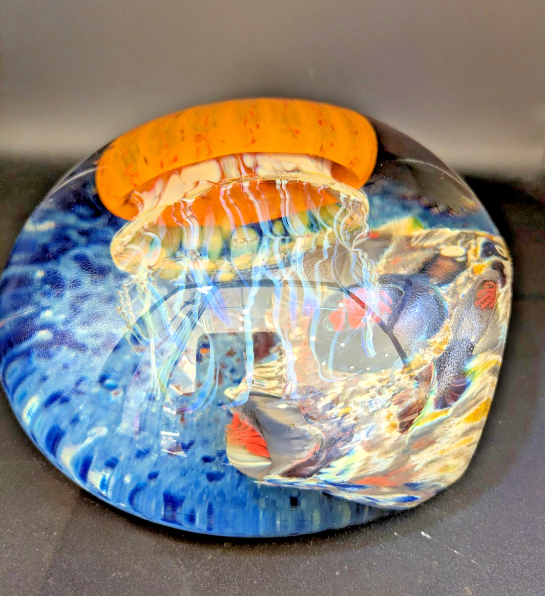 5″ Pacific Coast Side Swimmer Seascape Jellyfish – Signed and Dated