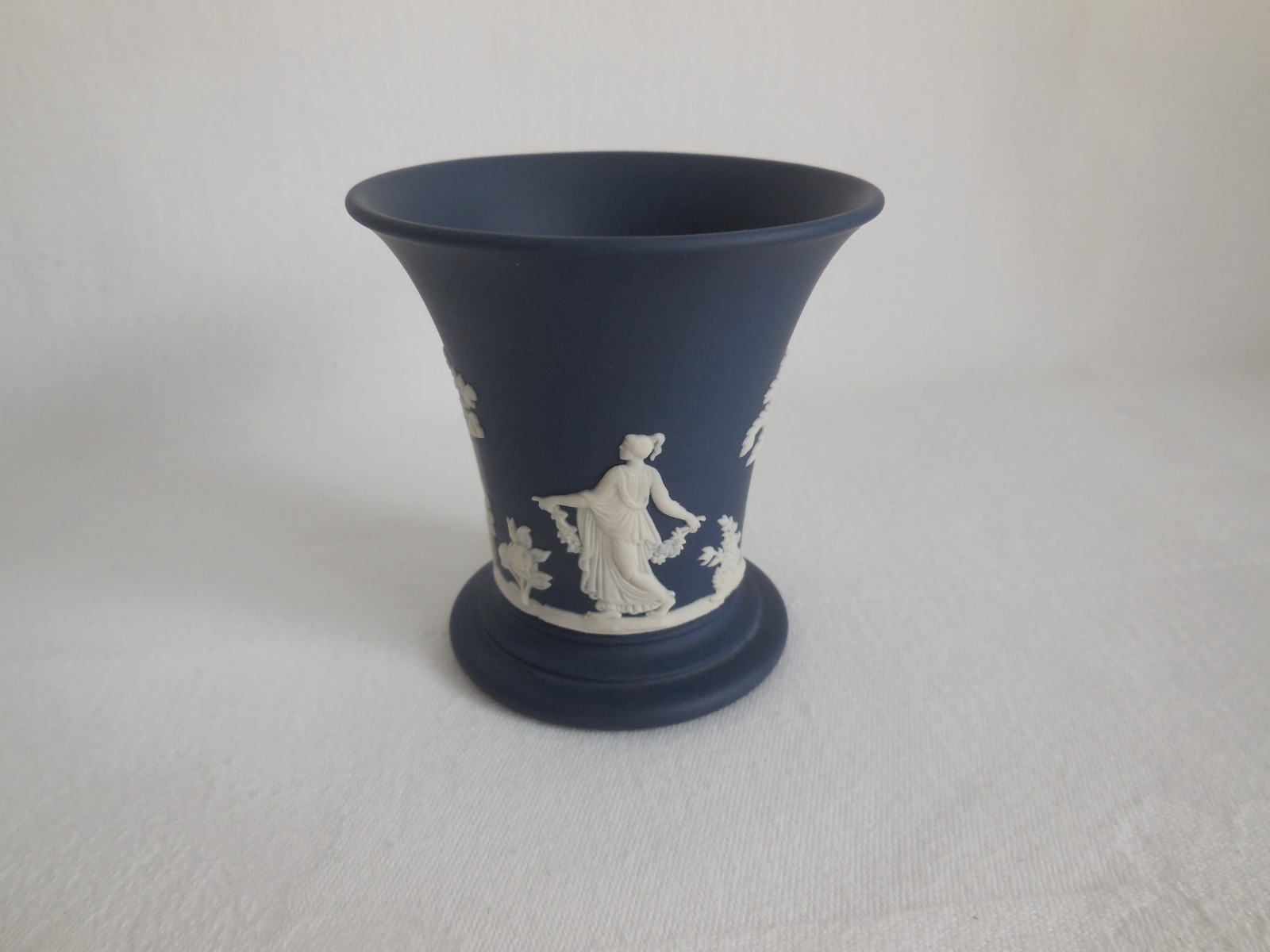 Wedgwood Portland Blue Jasperware Dancing Hours Vase