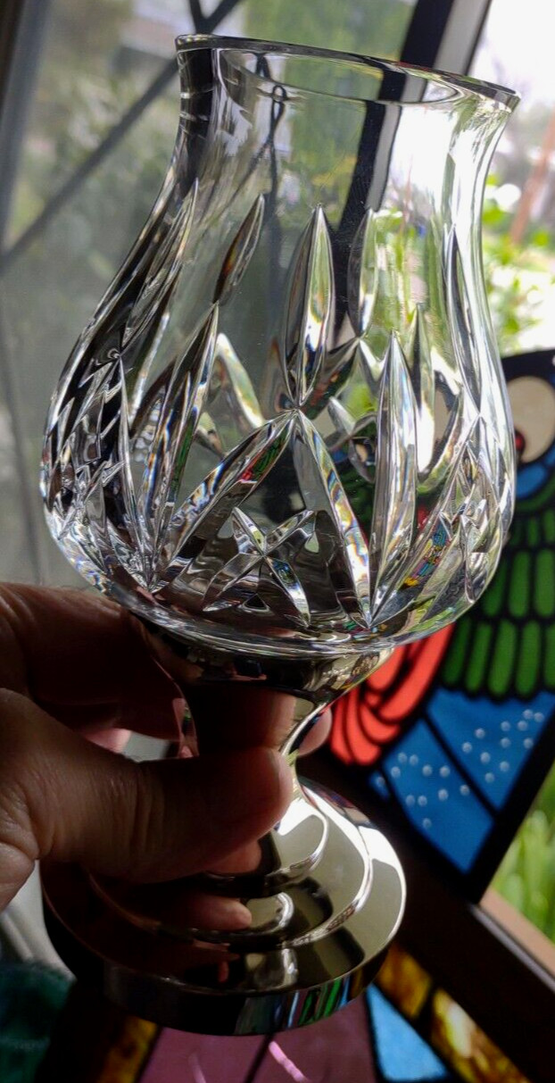 Waterford Crystal HURRICANE LAMP Candle Holder BELMONT PLATINUM Base 7-3/4″ EXC