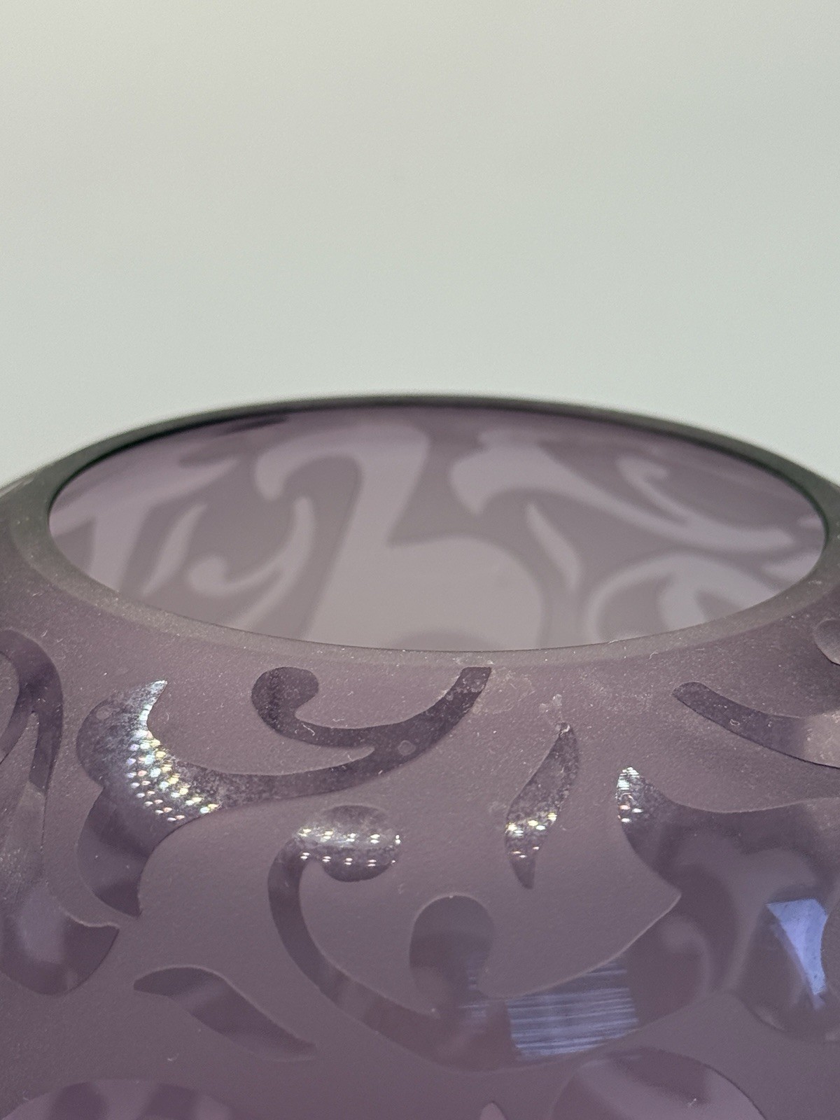 Signed Micheal Weems Acid Etched Amethyst Vase