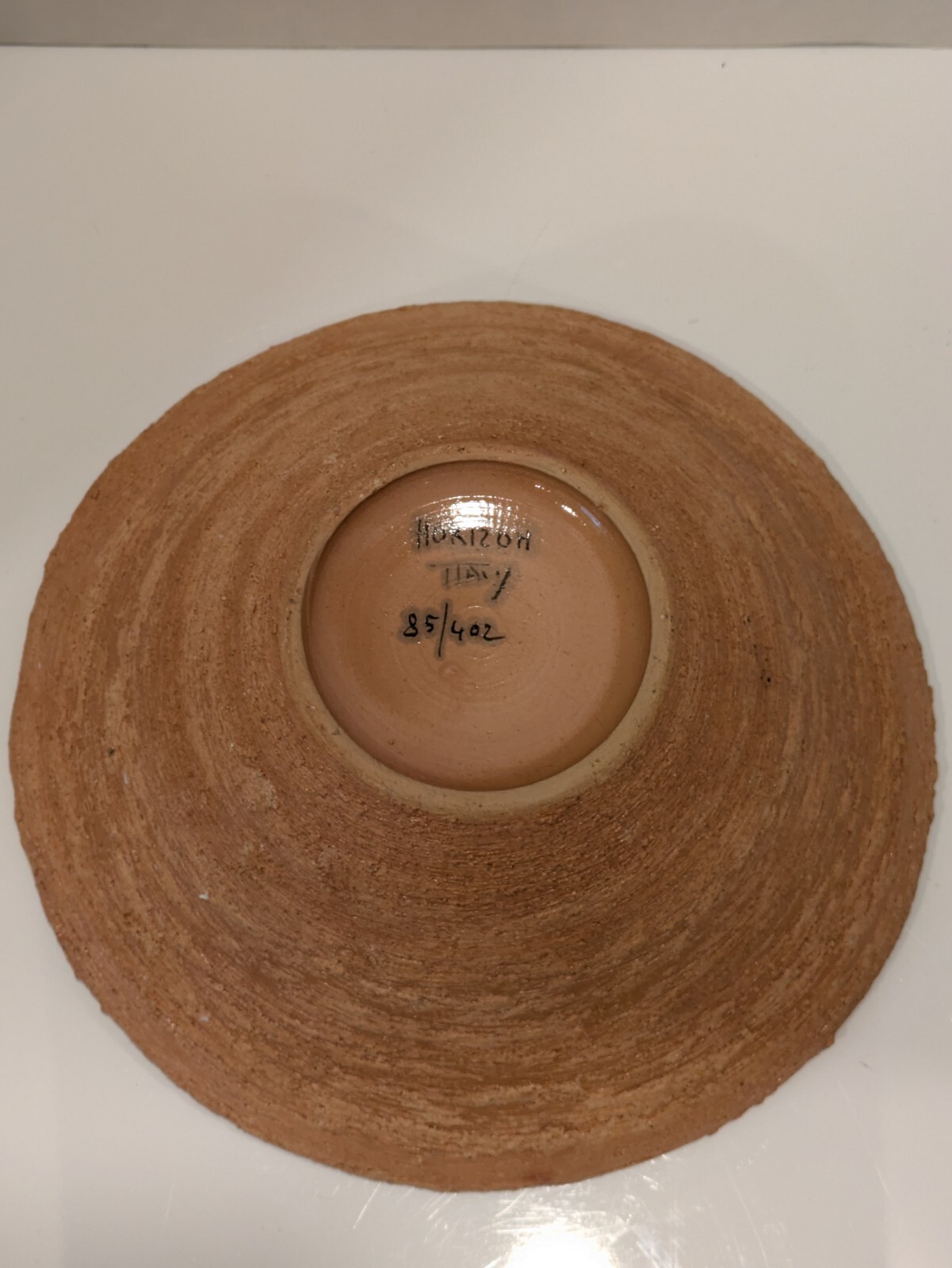 Italian Art Pottery Bowl Incised Leaf Design Horizon Line 85/402 Vintage 1960s