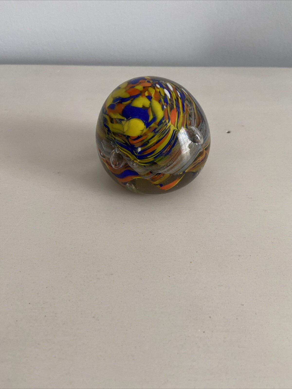 Vintage Murano Style Art Glass Hand Blown Paperweight Made in India Multicolor
