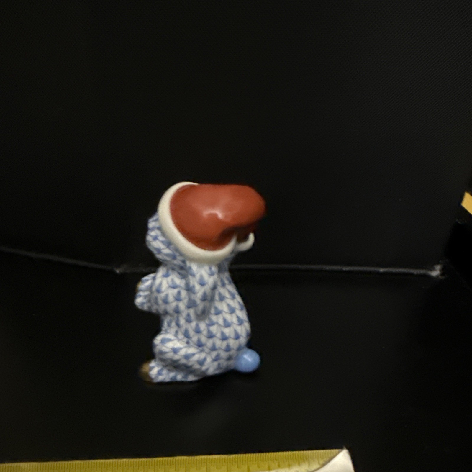 Herend Figurine Christmas Santa Hat Bunny Rabbit Blue Fishnet 5702 Hungary