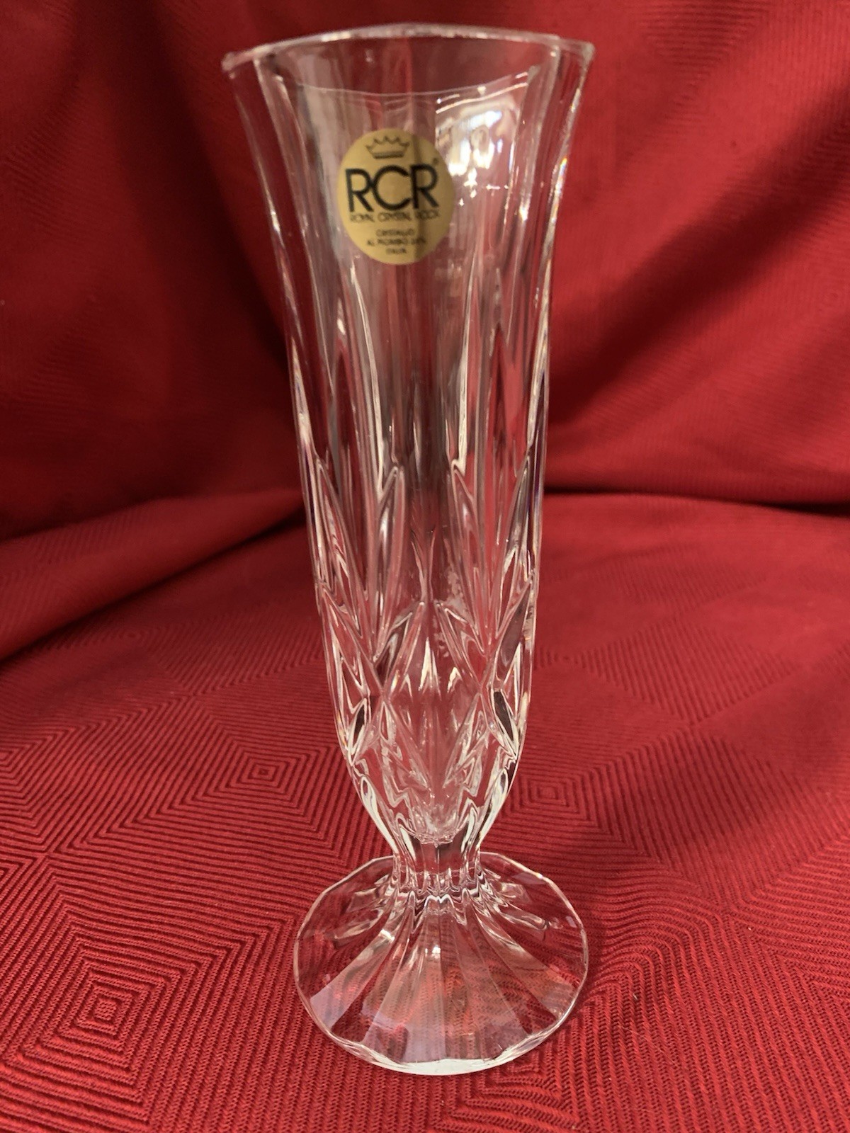 RCR ROYAL CRYSTAL ROCK FOOTED BUD VASE MADE IN ITALY 6-5/8″ HIGH