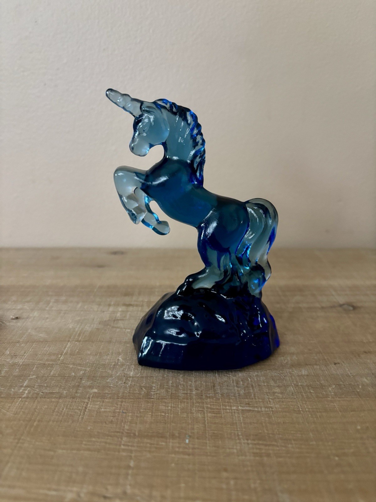 Vintage Fenton Glass Unicorn Cobalt Blue Statue Figurine