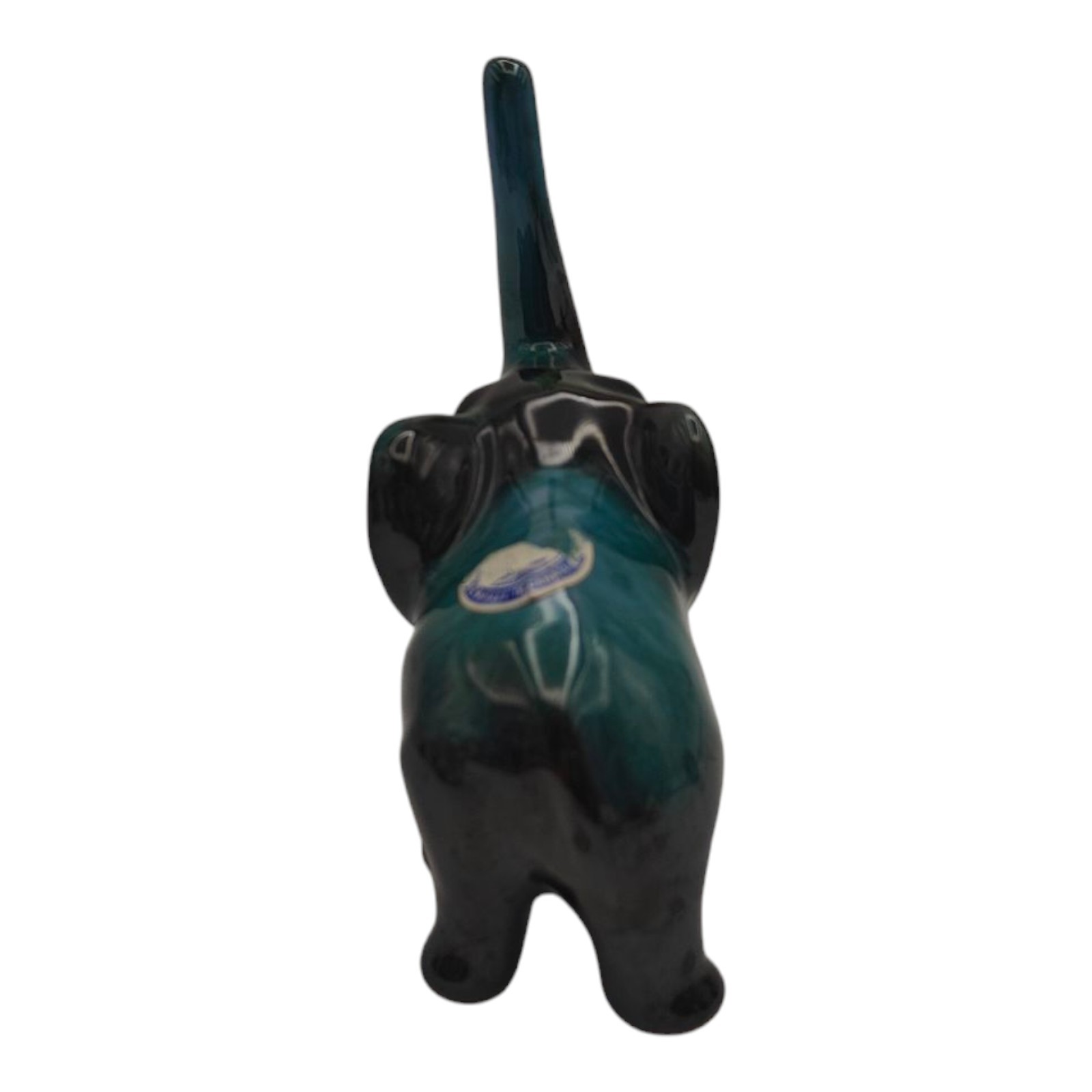 Blue Mountain Pottery Elephant Trunk Up Green Drip Glaze Vintage
