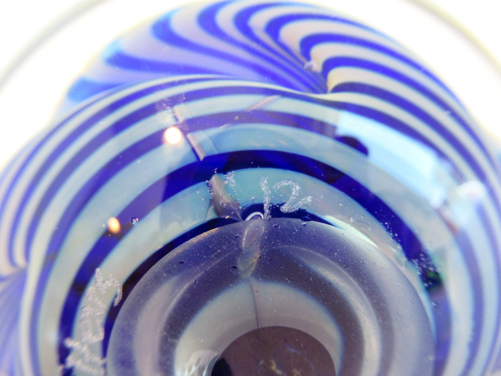 C. Walters Blue Swirl Glass Paperweight Signed C. Walters #12 3.25″ W x 1.25″ H