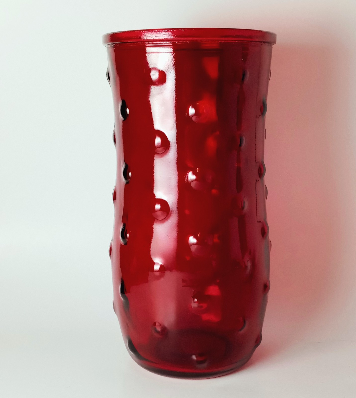 VTG 8.5″ Hoosier Glass Red Flashed Bubble Vase Bottom Stamped Made in the USA