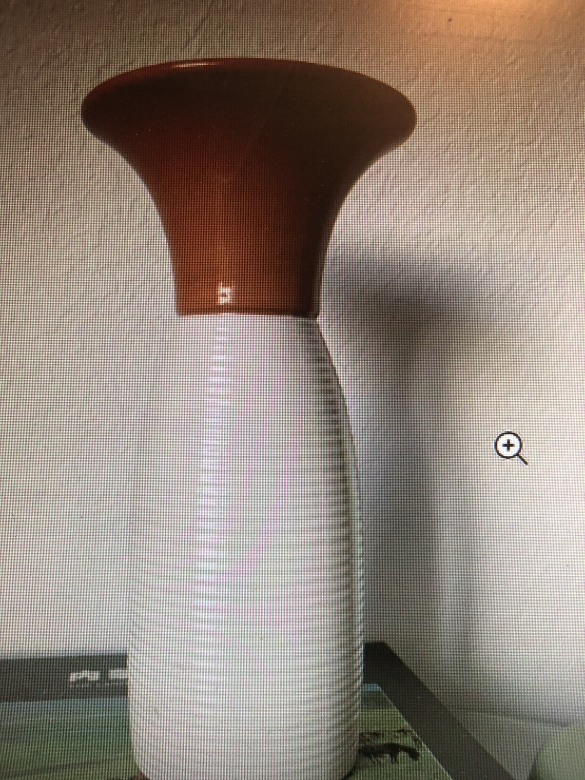 Vintage Dansk Ivory & Terra Cotta Ribbed Vase 10” Denmark