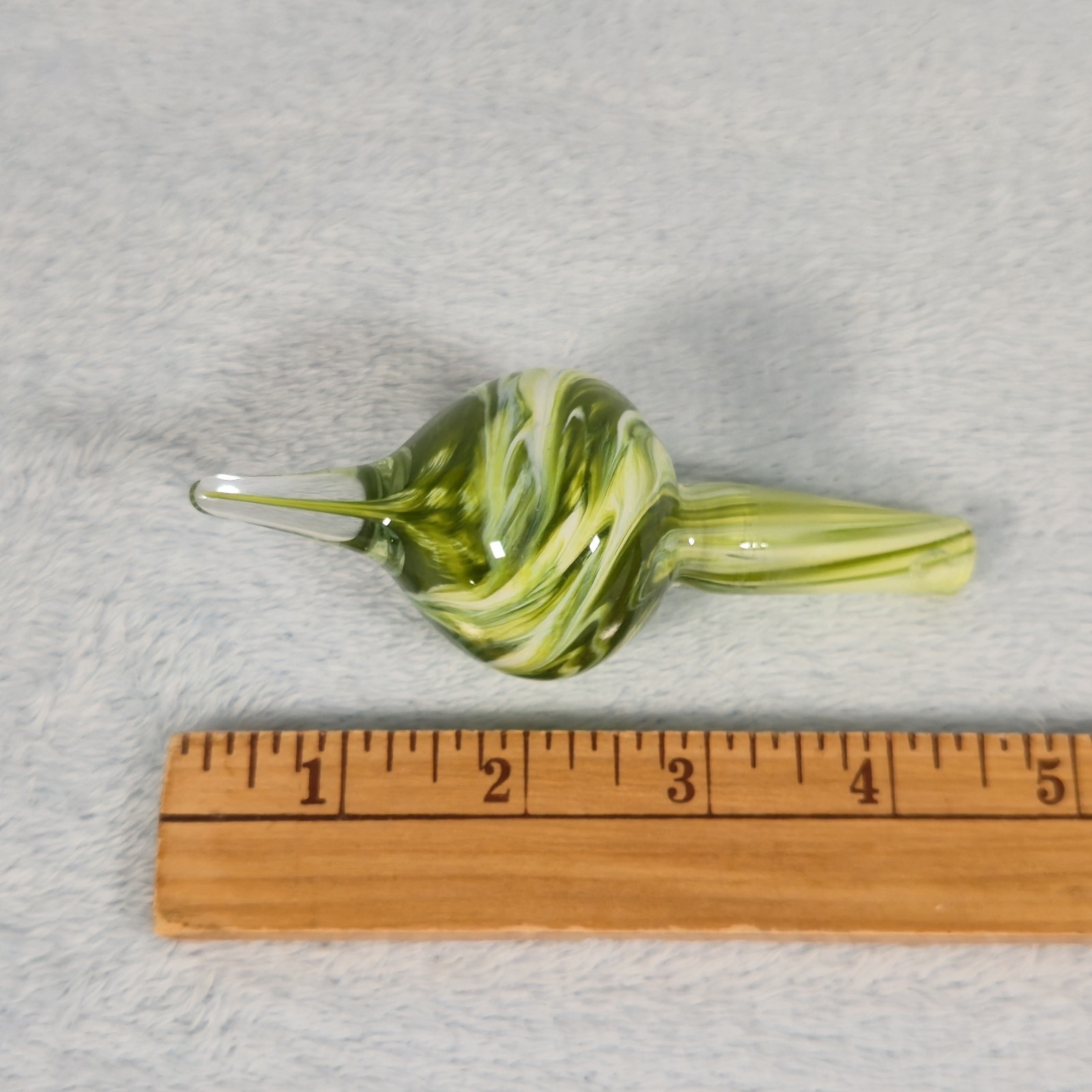 Valletta Glass Hand Blown Green Swirl Perfume Bottle 8in Signed